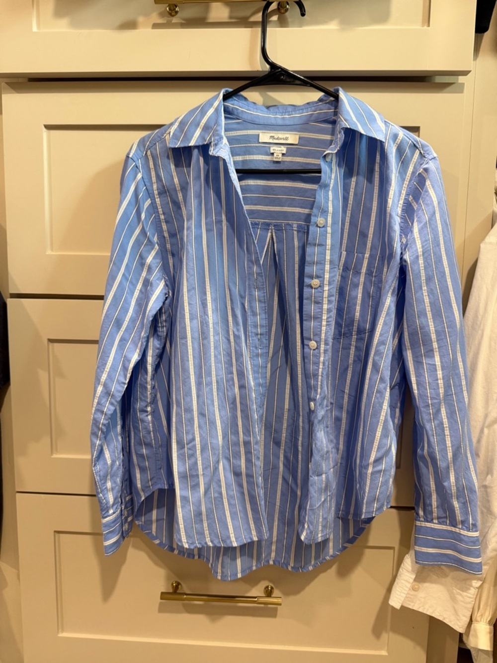 Madewell Light Blue and White Striped Button-Down Shirt